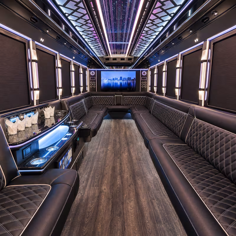 15 Passenger Party Bus Interior