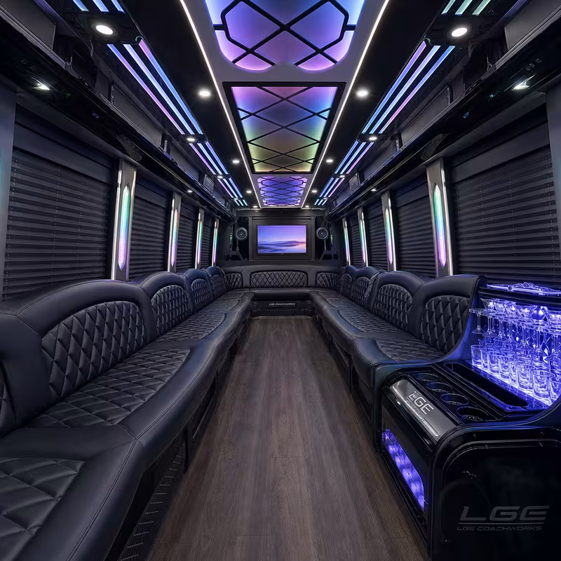 18 Passenger Party Bus Interior