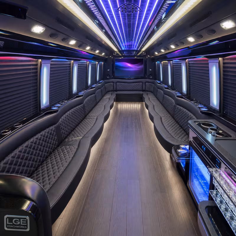 18 Passenger Party Bus Interior