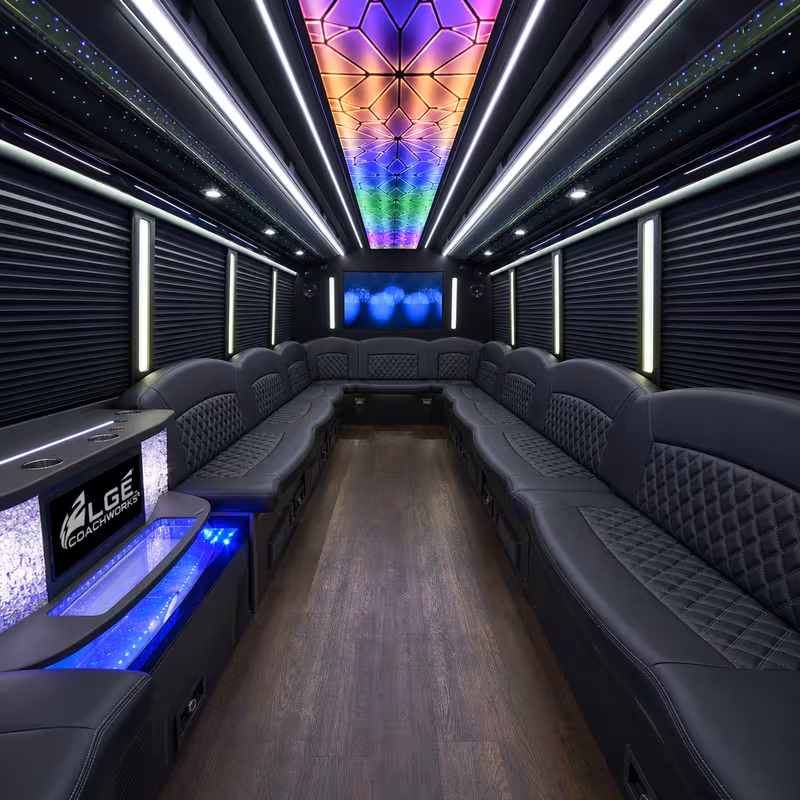 20 Passenger Party Bus Interior