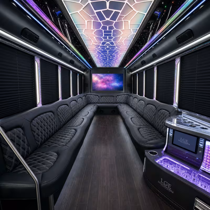 20 Passenger Party Bus Interior