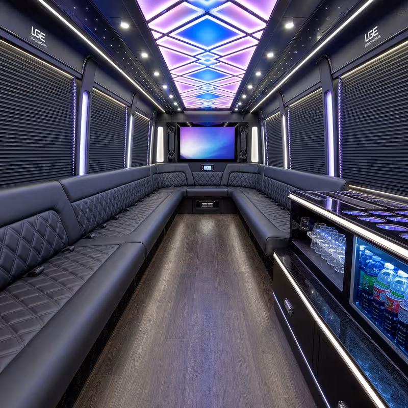 25 Passenger Party Bus Interior