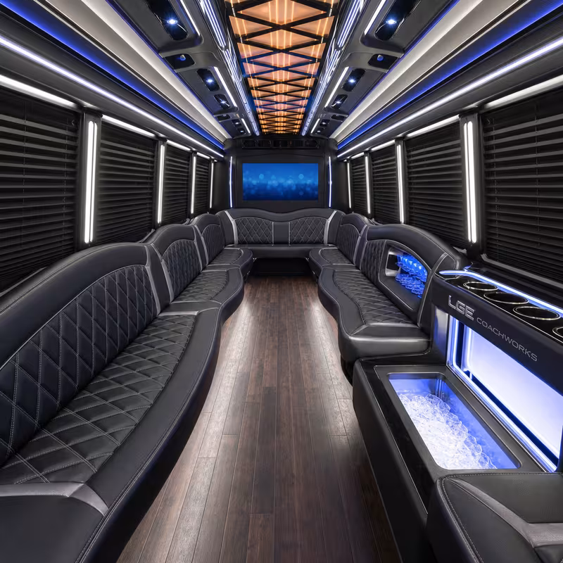 25 Passenger Party Bus Interior