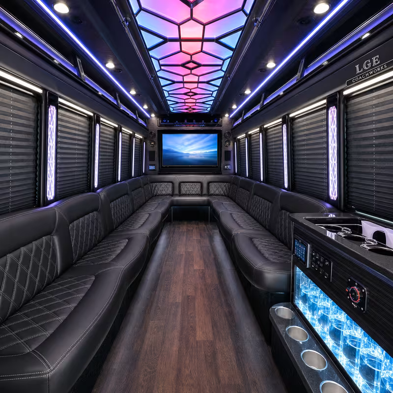 28 Passenger Party Bus Interior