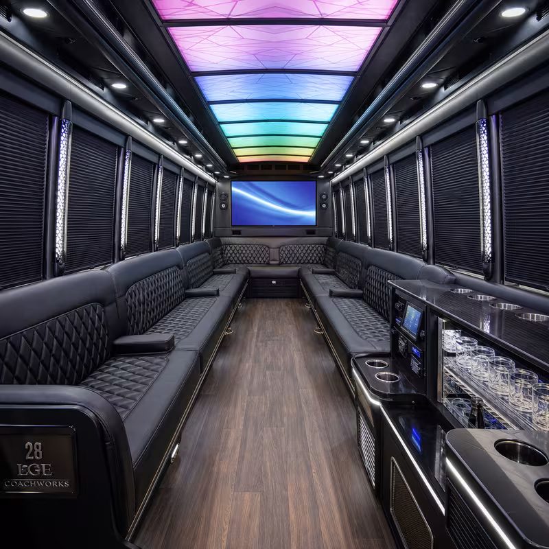 28 Passenger Party Bus Interior