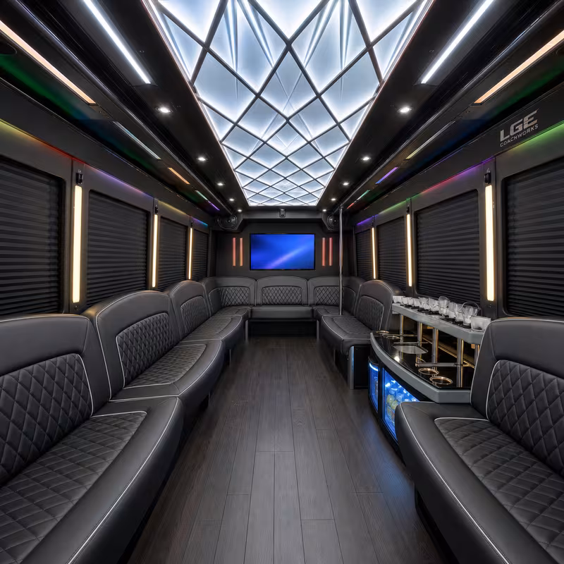 30 Passenger Party Bus Interior