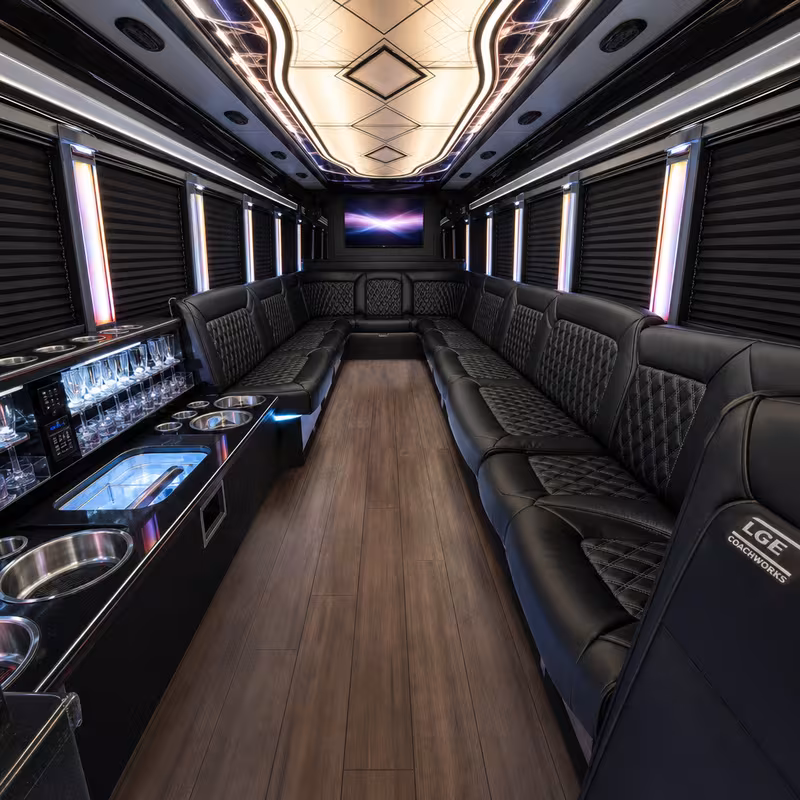 50 Passenger Party Bus Interior