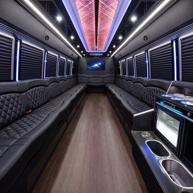 50 Passenger Party Bus Interior