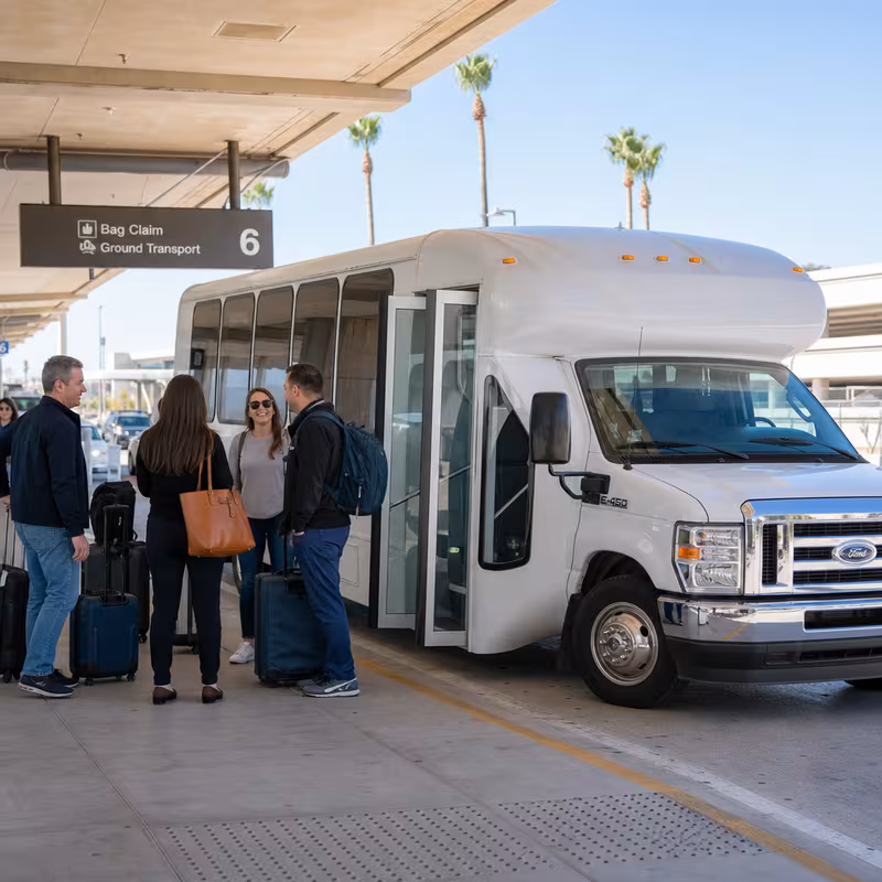 Black Mercedes Sprinter van staged for an Tucson Airport Transportation group