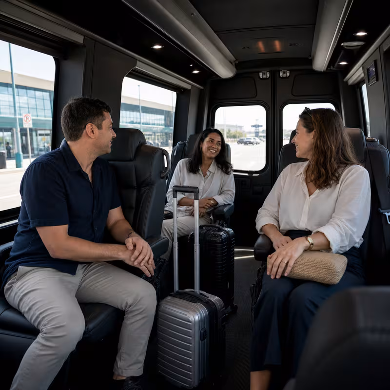 Passengers loading luggage while boarding an Tucson group shuttle