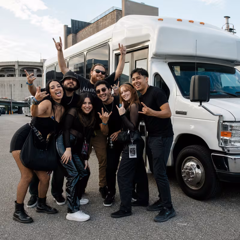 Black Mercedes Sprinter van staged for an Tucson Concert Transportation group