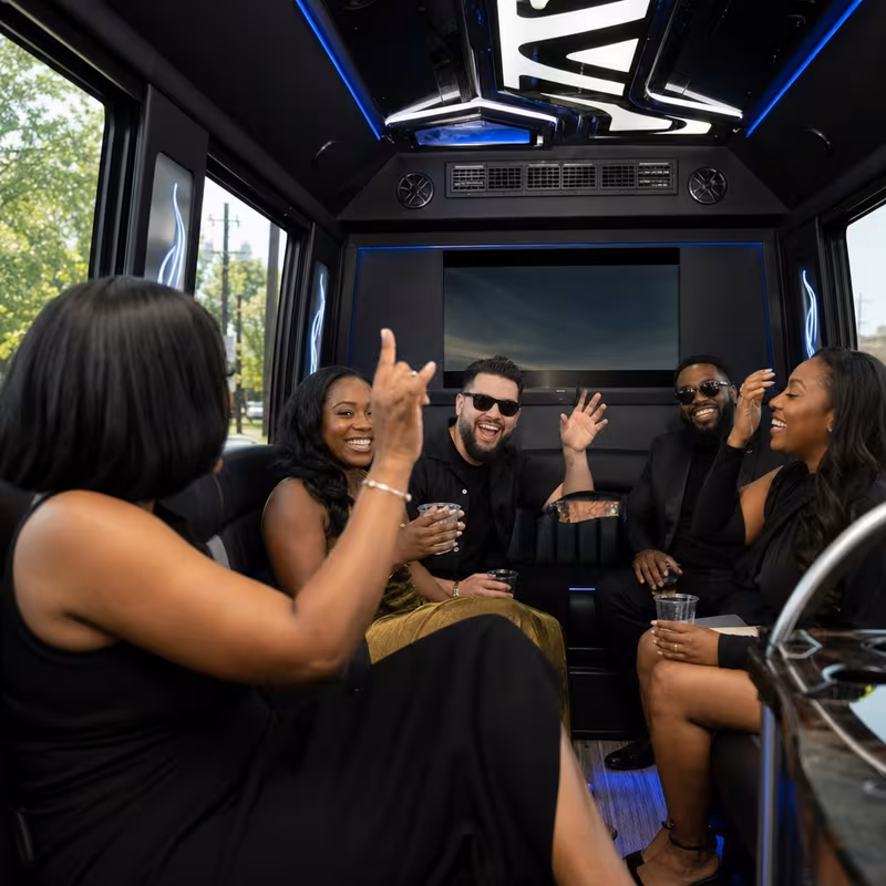 Black Mercedes Sprinter van staged for an Tucson Private Event Transportation group