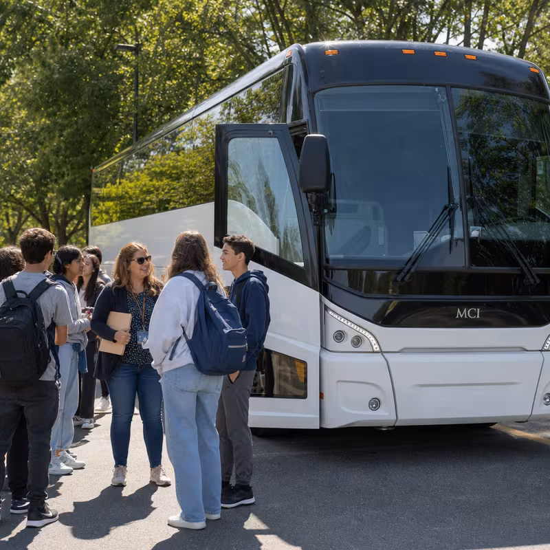 Black Mercedes Sprinter van staged for an Tucson School Transportation group