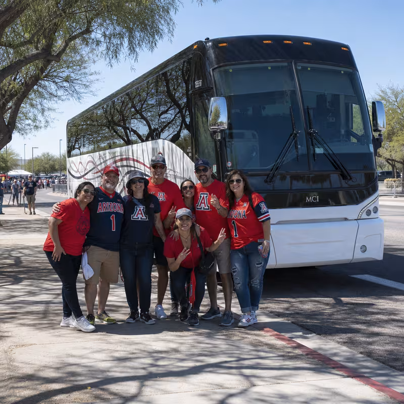 Passengers loading luggage while boarding an Tucson group shuttle