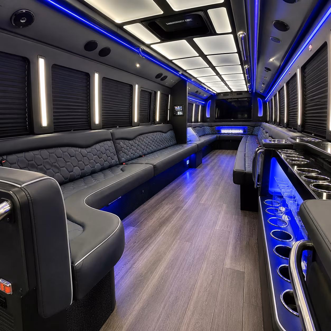 Tucson Wedding Transportation party bus interior
