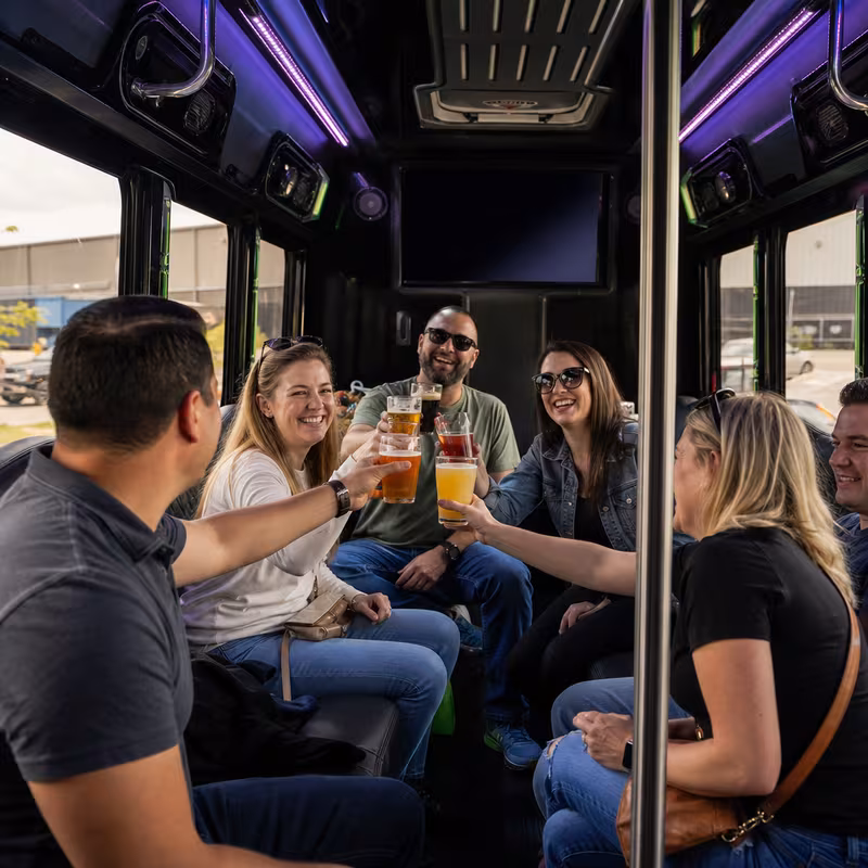 Black Mercedes Sprinter van staged for an Tucson Winery & Brewery Tour Transportation group